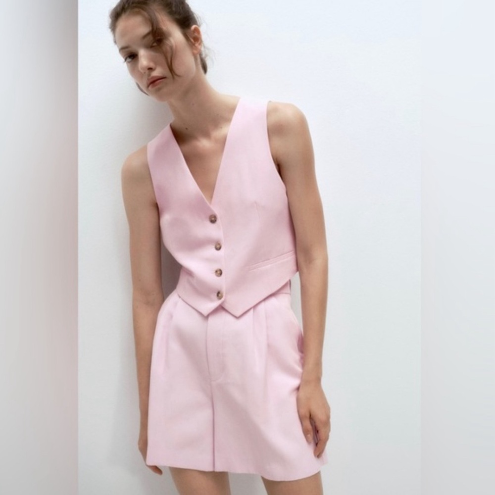Zara Pink Vest Short Set